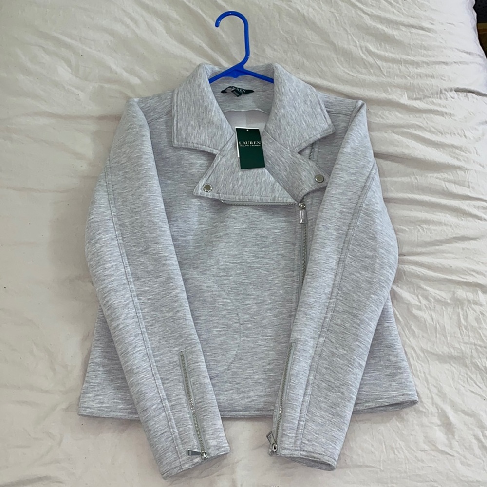 NWT Lauren Ralph Lauren Gray Moto Jacket Women’s Size Medium